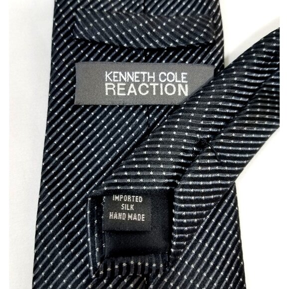 Kenneth Cole Reaction Mens Necktie Silk black micro check tie - Picture 4 of 6